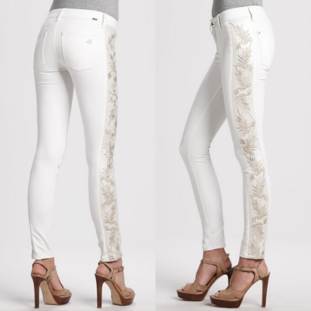 DL1961 Runway Collection Emma Chantilly Skinny Jean White Denim 4-Way Stretch 24